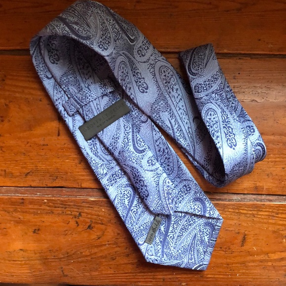 GEOFFREY BEENE 100% silk Blue Textured Paisley Pattern Classic Career $129 NEW - Picture 6 of 11